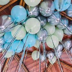 Шарики Оливковые Голубые Серебро 30см