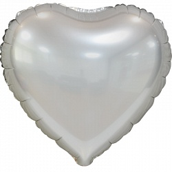 Шар Сердце Серый сатин 40см