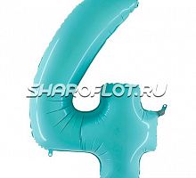Шар Цифра 4 Голубая пастель 85см