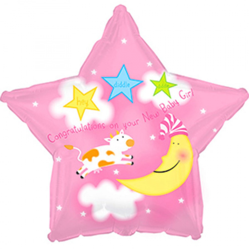 Шар звезда «С рождением девочки!»