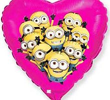 Шар сердце Миньоны 45см