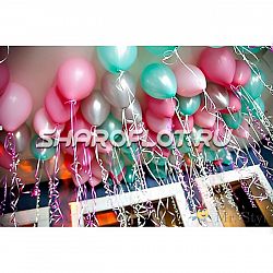 Шарики розовые, бирюзовые, серебряные 30см