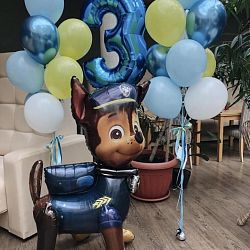 Композиция шаров Спешит поздравить гонщик