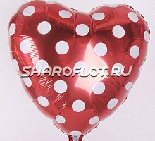 Сердце Красное Горох Белый 40см