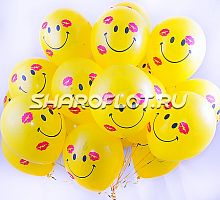 Шары Смайлы в поцелуях 30см