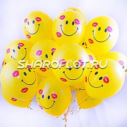 Шары Смайлы в поцелуях 30см