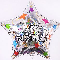 Звезда Happy Birthday голография 45см