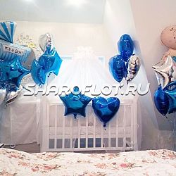 Украшение шарами на выписку мальчика из роддома