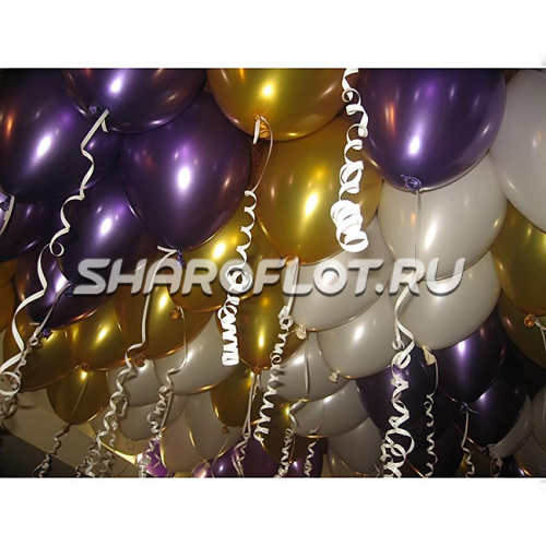 Шары фиолетовые, золотые, белые 30см