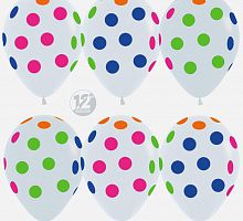 Шары Белые Горох Неон Ассори 30см