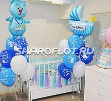 Оформление шарами на выписку мальчика