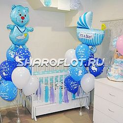 Оформление шарами на выписку мальчика