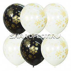 Шары Снежинки золотые, 30см