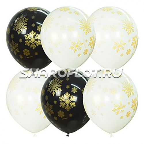 Шары Снежинки золотые, 30см