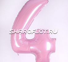 Шар Цифра 4 Розовая матовая 85см