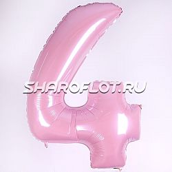 Шар Цифра 4 Розовая матовая 85см