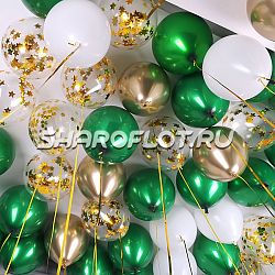 Шары Белые Золото Изумруд 30см