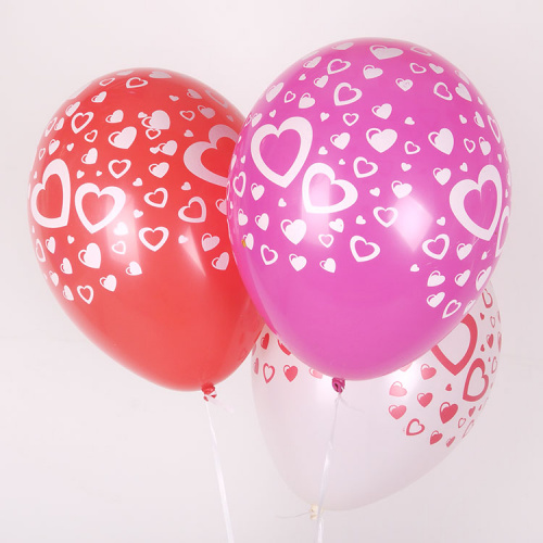 Шары Триколор с Сердечками 30см Шары Триколор с Сердечками 30см