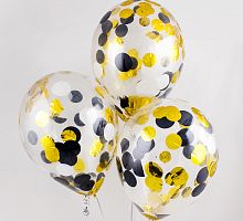 Шары с конфетти Черно-золотые