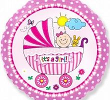 Шар круг &amp;quot; Детская коляска&amp;quot; для девочки