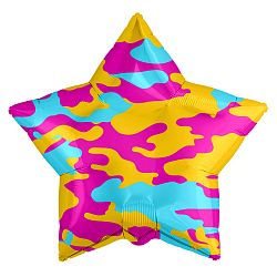 Шар Звезда Камуфляж Яркая 45см