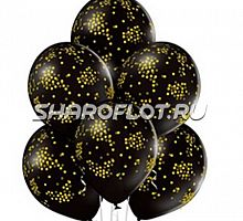 Шары Черные золотое конфетти 30см