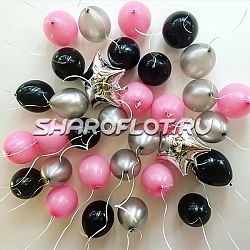 Шарики розовые,черные, серебряные 30см
