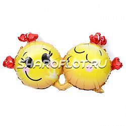 Шар Смайлы в поцелуе 80см