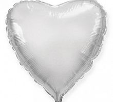 Шар Сердце Серебряное 70см