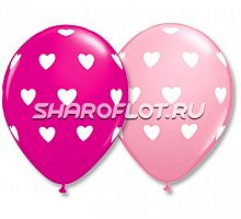 Шары С сердцами (розовые), 30см
