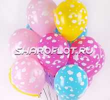 Шары Ассорти Радуга в облаках, 30см