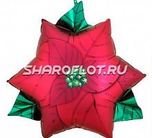 Шар Пуансеттия Рождественский цветок 70см