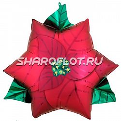 Шар Пуансеттия Рождественский цветок 70см