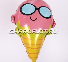 Шар Мороженное Розовое в очках 50см