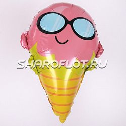 Шар Мороженное Розовое в очках 50см