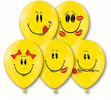 Шары Смайлы желтые 35см