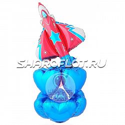 Букет шаров «Сапфировые сердца» и самолет