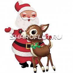Ходячий шар Санта с Оленем 145см