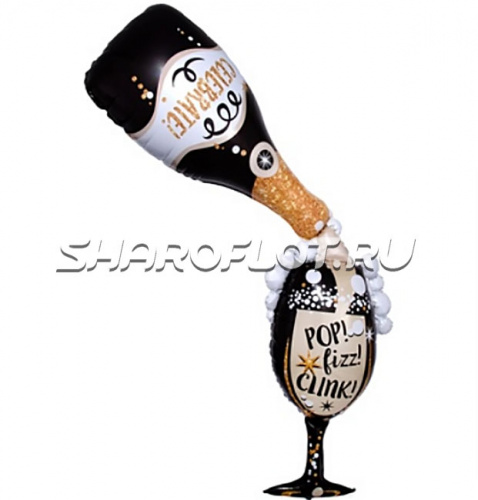 Большой шар Бутылка с бокалом 150см