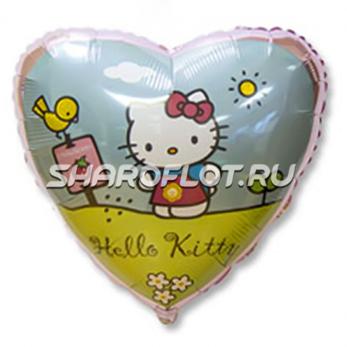 Шар Хелло Кити на полянке 40см