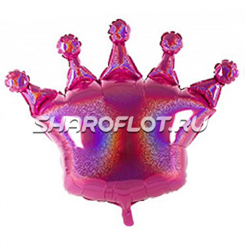 Шар Корона голография розовая 80см