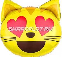 Шар Эмодзи кот влюбленный, 50см