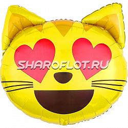 Шар Эмодзи кот влюбленный, 50см