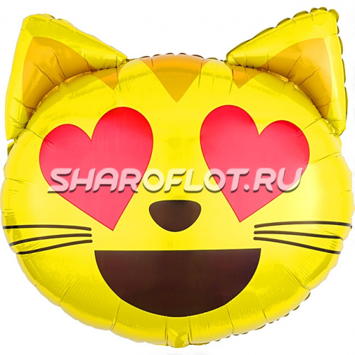 Шар Эмодзи кот влюбленный, 50см