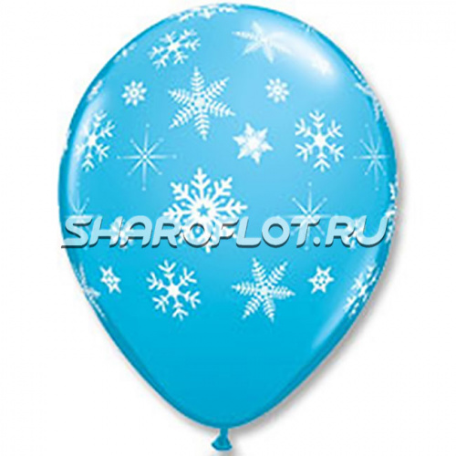 Шары Голубые Снежинки, 30см