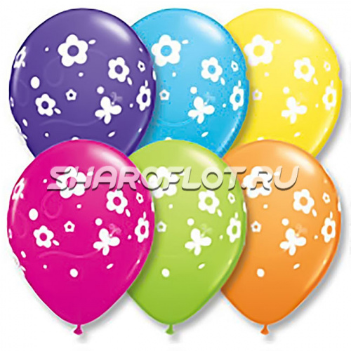 Шары Бабочки Цветочки, 30см