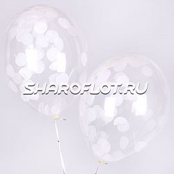 Прозрачные шары с белым конфетти 30см