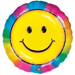 Шар Смайл Радужный 40см