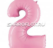Шар Цифра 2 Розовая матовая 85см