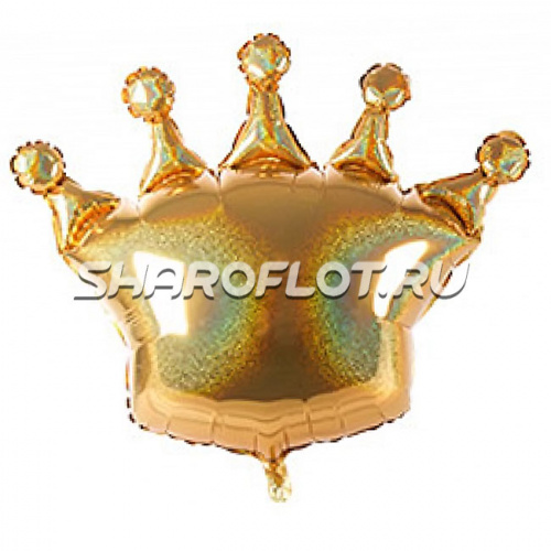 Шар Корона голография (золото) 80см